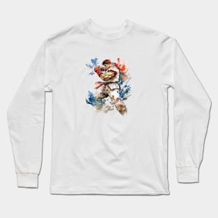 Ryu from Street Fighter - Watercolor Design Long Sleeve T-Shirt